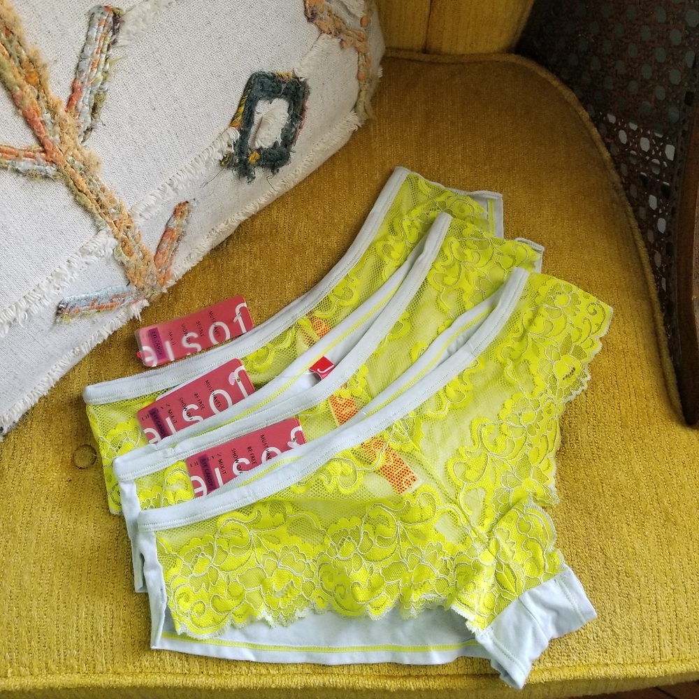 Josie - Lace Front Panties in Bright Yellow Combo